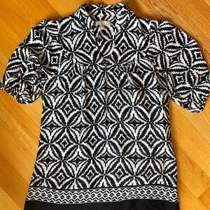 Banana Republic White and Navy Silky Dress